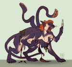  bra breasts clothed clothing digitigrade displacer_beast eyes_closed fangs felid feline female feral hindpaw human lingerie mammal multi_arm multi_breast multi_limb nipples open_mouth pawpads paws reservoirdog_(artist) solo standing tentacles torn_clothing transformation underwear whiskers 