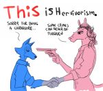  anthro avielsusej beastars canid canine canis equid equine gun holding_object holding_weapon horse humor legosi_(beastars) male mammal parody ranged_weapon scar simple_background spoiler weapon wolf yafya_(beastars) 