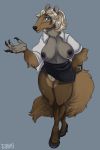  anteater anthro breasts clothed clothing dbd female looking_at_viewer mammal nipples open_shirt pilosan pubes pussy smile solo xenarthran 