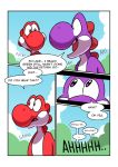  ... 2019 ambiguous_gender anthro comic dialogue duo komdog mario_bros moan nintendo purple_eyes purple_skin purple_yoshi red_eyes red_skin red_yoshi speech_bubble video_games yoshi 