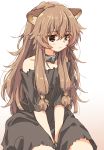  1girl animal_ears blush brown_eyes brown_hair child collar cuffs empty_eyes highres long_hair matsuda_hikari metal_collar raccoon_ears raccoon_girl raphtalia slave solo tate_no_yuusha_no_nariagari 