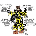  ! 2019 3_toes absurd_res anthro bit_gag black_nose blinders bodysuit brainwashing brown_fur canid canine canis chastity clothed clothing cyber_(character) dialogue digital_drawing_(artwork) digital_media_(artwork) disembodied_hand domestic_dog duo english_text eyewear fur gag goo_transformation harness_bit_gag hi_res hypnosis james_newland male mammal mask mind_control multicolored_fur open_mouth petplay ponyplay roleplay rubber shiny simple_background skinsuit solo_focus spiral_eyes text tight_clothing toes transformation two_tone_fur white_background yellow_eyes 