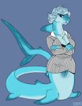  bra breasts clothed clothing crossed_arms dbd female fish hair hybrid looking_at_viewer marine naga pussy reptile scalie shark snake solo underwear 