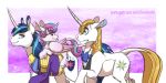  2019 blonde_hair blue_eyes blue_hair bow_tie clothing equid female flurry_heart_(mlp) friendship_is_magic group hair horn inuhoshi-to-darkpen male mammal my_little_pony prince_blueblood_(mlp) shining_armor_(mlp) surprise tongue tongue_out unicorn winged_unicorn wings 