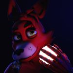  3d_(artwork) animatronic anthro ball canid canine crossgender digital_media_(artwork) female five_nights_at_freddy&#039;s fox foxy_(fnaf) gold97fox hair hi_res holding_object looking_at_viewer machine mammal robot simple_background smile solo source_filmmaker video_games 
