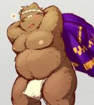  &lt;3 2015 anthro belly blush brown_fur clothing fundoshi fur hi_res japanese_clothing male mammal moobs nipples one_eye_closed overweight overweight_male shimm simple_background solo underwear ursid wink 