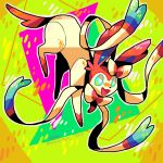  2013 abstract_background ambiguous_gender blue_eyes digital_media_(artwork) eeveelution feral koolaid-girl ms_paint nintendo open_mouth pok&eacute;mon pok&eacute;mon_(species) ribbons smile sylveon video_games 