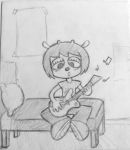  bovid caprine clothed clothing female guitar hi_res lammy_lamb mammal monochrome musical_instrument parappa_the_rapper sheep sketch um_jammer_lammy unknown_artist video_games 