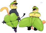  2019 anthro areola_slip big_butt boots butt clothing domestic_cat felid feline felis female footwear gloves hi_res lilly_(vimhomeless) looking_back mammal pants vimhomeless 
