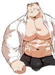  2019 5_fingers abs anthro biceps clothed clothing digital_media_(artwork) felid fur hi_res kemono male mammal muscular muscular_male open_shirt pantherine pecs simple_background solo syukapong tiger 