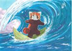  2010 ailurid anthro male mammal outside pupukyu red_panda solo surfing water 