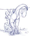  2019 anthro breasts clothing female flinters fur hair hi_res macropod mammal marsupial nude pussy raised_tail rear_view solo 