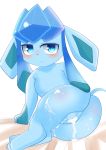  3_toes after_sex anus blue_eyes blue_fur blue_nose blush butt canid canine cum cum_drip cum_in_pussy cum_inside cum_on_butt dripping ears_down eeveelution eyelashes female feral fur glaceon hi_res kemono looking_at_viewer lying mammal markings nintendo nude on_side pok&eacute;mon pok&eacute;mon_(species) pussy rear_view socks_(marking) solo tabiari toes video_games 