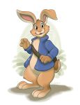 2019 anthro bottomless by-nc-nd clothed clothing creative_commons digital_media_(artwork) fur hi_res lagomorph male mammal orlandofox peter_rabbit peter_rabbit_(series) rabbit simple_background solo 