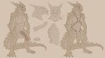 2019 abs animal_genitalia animal_penis anthro balls barefoot big_balls big_muscles big_penis claws clothing digital_drawing_(artwork) digital_media_(artwork) digitigrade dragon ear_frills equine_penis erection frill grin harness hi_res horn huge_balls huge_penis lizardman loincloth looking_at_viewer male model_sheet monochrome muscular nude oouna pecs penis pose realistic reptile scales scalie simple_background sketch smile solo spikes thick_tail toe_claws 
