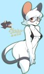  2019 anthro big_ears bikini blush breasts chloe clothed clothing digital_drawing_(artwork) digital_media_(artwork) female full-length_portrait hair hi_res honky_kat looking_at_viewer mammal mouse open_mouth portrait rodent simple_background solo standing swimsuit 