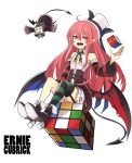  ambiguous_gender arm_warmers armwear blush boots clothed clothing cute_fangs demon duo ernie_cubrick eyelashes female footwear hair hat humanoid onigensou open_mouth panties pointy_ears red_eyes red_hair rubik&#039;s_cube sitting skirt solo_focus spade_tail underwear upskirt wings young 