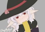  clothed clothing cross_eyes elf hair hat humanoid large_breast nightlycatgirl pointy_ears red_eyes shirona sketch unfinished white_hair witch_hat 