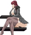  ass blood breasts curvy highres huge_ass huge_breasts plump red_hair sagging_breasts sitting thick yellow_eyes 