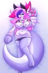  2019 anthro big_feet big_tail breasts canid canine claws clothing digital_media_(artwork) dragon female fox fur hair hi_res horn hybrid mammal mazz mazzlerazz open_mouth panties scalie solo sweater thick_thighs underwear wide_hips 
