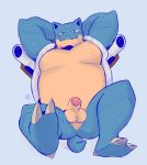  anthro balls barazoku barefoot blastoise blush butt claws hi_res humanoid_penis looking_at_viewer lying male manly muscular nintendo nipples nude on_bavk pecs penis pok&eacute;mon pok&eacute;mon_(species) sharp_claws shell smile solo sweat toe_claws tohfu uncut video_games 