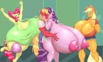  absurd_res apple_bloom_(mlp) applejack_(mlp) areola big_breasts big_macintosh_(mlp) blues64 blush breasts equid equine female friendship_is_magic hi_res horn horse huge_breasts hyper hyper_breasts kissing male male/female mammal marauder6272 my_little_pony nipples pony sugar_belle_(mlp) unicorn 