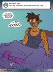  2019 awake bed comic conditional_dnp dildo english_text giraffe giraffid kadath male mammal patrick_(kadath) scared sex_toy text 