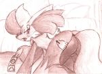  all_fours annoyed anthro anus bed butt delphox disembodied_hand female fluffy fluffy_tail fullfolka looking_at_viewer looking_back monochrome nintendo nude pillow pok&eacute;mon pok&eacute;mon_(species) pussy rear_view sketch solo tongue tongue_out video_games 