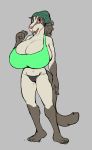  anthro beanie big_breasts breasts clothing female hat huge_breasts looking_at_viewer mammal marsupial open_mouth panties petaurid phalangeriform ritts solo standing sugar_glider underwear 