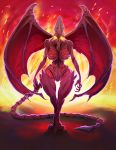  absurd_res alien breasts crossgender dragon female glowing glowing_eyes hi_res membranous_wings metroid nintendo ridley solo space_dragon_(metroid) standing sunibee video_games wings 