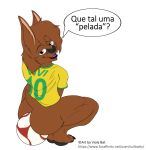  ball brazil chiropteran dialogue felid hi_res humor hybrid lion looking_at_viewer male mammal open_mouth pantherine portuguese_text pun soccer soccer_ball soccer_uniform solo sport text translated viola viola_bat 