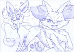  &lt;3 all_fours anus blush bow braixen butt canid canine cute_fangs duo ears_up eeveelution eyelashes female feral fluffy_ears fullfolka hi_res inner_ear_fluff inviting long_ears looking_back mammal markings nintendo one_eye_closed open_mouth pok&eacute;mon pok&eacute;mon_(species) presenting presenting_hindquarters pussy pussy_juice raised_tail ribbons snout socks_(marking) stick sweat sylveon tongue video_games 