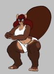  anthro beaver bra clothed clothing crouching female huge_thighs looking_at_viewer mammal muscular muscular_female navel ritts rodent smile solo sports_bra thick_thighs underwear 