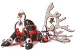  2018 animate_inanimate anthro antlers bdsm bell bondage bound butt capreoline cervid cervine christmas digital_drawing_(artwork) digital_media_(artwork) english_text holidays horn inflatable living_inflatable lizet lockheedskunk_(character) male mammal muzzle_(object) muzzled nozzle nude pool_toy red_nose reindeer rubber shiny simple_background sleigh_bells solo text white_background 