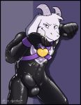  &lt;3 2019 5_fingers abs anthro asriel_dreemurr bodysuit boss_monster bovid bulge caprine clothed clothing cum cum_on_face digital_drawing_(artwork) digital_media_(artwork) erection erection_under_clothes fur goat harness horn human long_ears looking_at_viewer male mammal markings red_eyes rubber shiny simple_background skinsuit smile solo tight_clothing undertale video_games vir-no-vigoratus white_fur wrist_cuff 