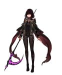  1girl black_hair cape fantasy jun_(seojh1029) scythe simple_background weapon 