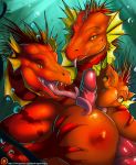  anthro big_breasts breast_grab breast_squeeze breasts bubble dew_dragon ear_frills fangs female frill hand_on_breast hi_res hydra licking long_tongue male male/female markings multi_head nipples oral orange_markings orange_scales penis penis_lick scales scalie sea sex slit_pupils smile titfuck tongue tongue_out tonguejob underwater underwater_sex water yellow_eyes 