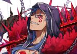  all_male blue_hair chain close cu_chulainn_alter_(fate/grand_order) dpea9 fate/grand_order fate_(series) long_hair male orange_eyes tattoo 