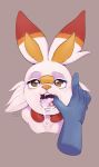  2019 ambiguous_gender anthro cum cum_in_mouth cum_inside cum_on_tongue digital_media_(artwork) eye_contact fellatio finger_in_mouth hypnoeyes looking_at_viewer mawplay nintendo nude open_mouth oral pok&eacute;mon pok&eacute;mon_(species) scorbunny sex simple_background solo tongue video_games 