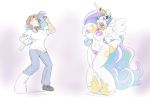 2017 absurd_res animate_inanimate anthro big_breasts breasts clothing digital_drawing_(artwork) digital_media_(artwork) embarrassed equid female footwear friendship_is_magic hair helixjack hi_res horn jewelry long_hair mammal mostly_nude my_little_pony necklace nipples open_mouth pants princess_celestia_(mlp) pussy pussy_juice sex_doll sex_toy_transformation shirt shocked shoes simple_background solo standing transformation white_background winged_unicorn wings 
