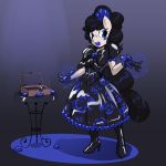  2018 absurd_res anthro box clothing digital_drawing_(artwork) digital_media_(artwork) dress equid equine female flower footwear goth gothic_lolita helixjack hi_res high_heels horse legwear lipstick lolita_(fashion) makeup mammal plant pony rose rubber shoes solo stockings transformation 