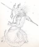  charr clothed clothing felid female guild_wars mammal melee_weapon shiverfox sketch sword video_games weapon 