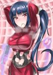  1girl belly blue_hair breasts creatures_(company) eyebrows game_freak long_hair natsume_(pokemon) nintendo pokemon red_eyes skirt solo stomach very_long_hair 