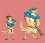  anthro balls barefoot big_penis body_hair chest_hair clothing club_(weapon) growth humanoid_penis lutrine male mammal melee_weapon muscle_growth muscular muscular_male mustelid penis precum pubes tawny_otter tawny_otter_(character) thong vein veiny_penis weapon 