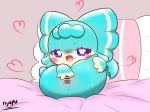  ameri_(cocotama) bed blush female hi_res nyupu pillow solo sweat 