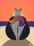  absurd_res anthro beach belly big_belly big_breasts breasts butt dae_(daebelly) daebelly digital_media_(artwork) female fur hi_res huge_breasts hyper hyper_belly hyper_breasts hyper_pregnancy nude outside pregnant seaside simple_background sky solo sunset thick_thighs water white_fur wide_hips 