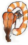  ailurid braided_hair butt clothing female hair mammal rear_view red_panda shiverz skirt solo underwear 