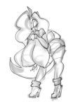  anthro bandicoot big_breasts bigdad boots breasts clothing crash_bandicoot_(series) female footwear greyscale huge_breasts looking_at_viewer mammal marsupial monochrome nipples open_mouth sketch smile solo standing tawna_bandicoot video_games 