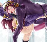  bestiality blush breasts chain chained chains cum cum_in_pussy cum_on_leg fire_emblem fire_emblem_heroes hat leg_up loki_(fire_emblem_heroes) long_hair nintendo open_mouth penis purple_hair sex sweat thor_(deep_rising) torn_clothes 