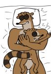  &lt;3 bed cartoon_network don_(regular_show) hug male male/male mammal nude procyonid raccoon regular_show rigby_(regular_show) sleeping sound_effects zzz 